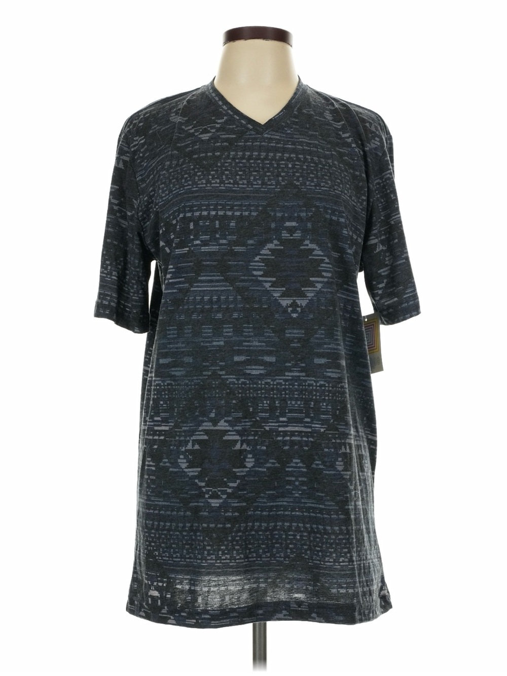 Womens Dark Grey Patterned V-Neck Tunic NWT